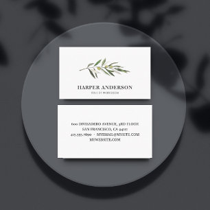 Modern Minimal Green Olive Tree Professional Business Card