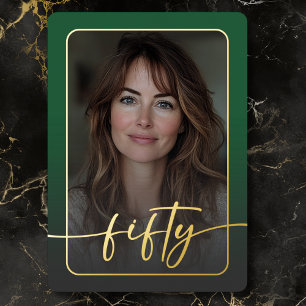 Modern Minimal Green Photo Fiftieth Birthday