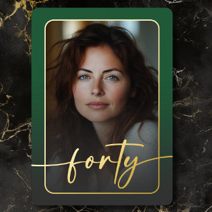 Modern Minimal Green Photo Fortieth Birthday