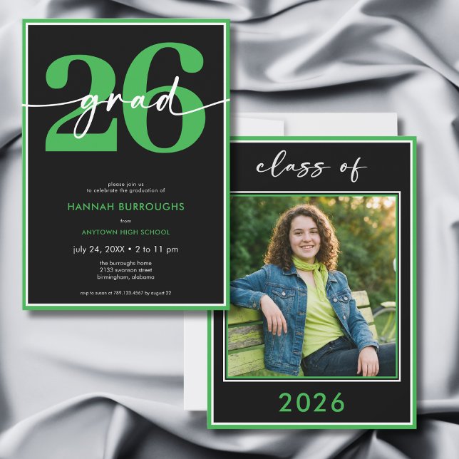 Modern Minimal Green Script Graduation Party Invitation (Modern Minimal Green Script Graduation Party Invitation)