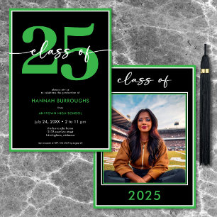 Modern Minimal Green Script Graduation Party Invitation