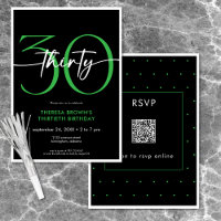 Modern Minimal Green Thirty Script Birthday QR