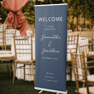 Modern Minimal Green Wedding Welcome Retractable Banner