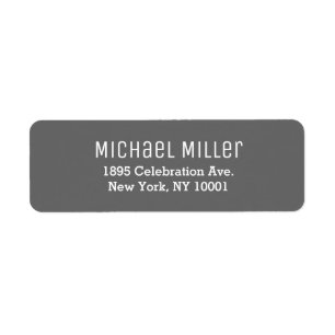 Modern Minimal Grey and White Return Address