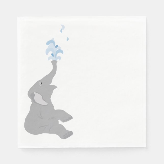 Modern Minimal Grey Elephant Shower Party Napkins (Front)