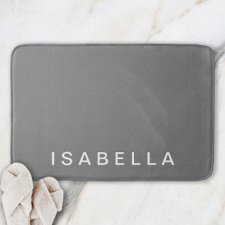 Modern Minimal Grey Personalised Name Bath Mat