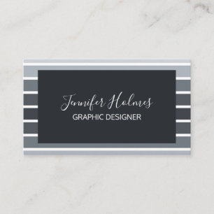 Modern Minimal Grey White Stripes  Business Card