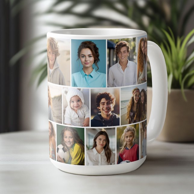 Modern Minimal Grid - 20 Photo Collage Coffee Mug (Custom Photo Mug)