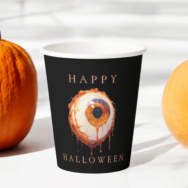 modern minimal Halloween party  Paper Cups (fun modern spooky eye halloween party paper cups )