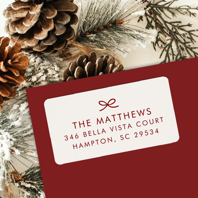 Modern Minimal Hand Drawn Bow Return Address Label (Creator Uploaded)