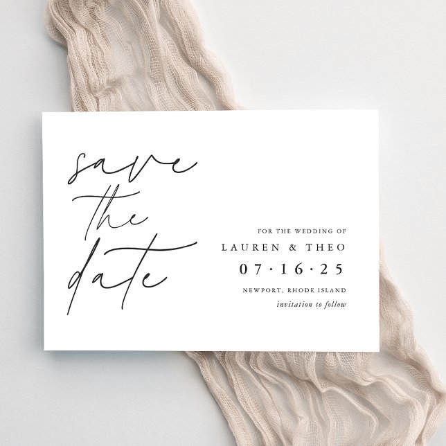 Modern Minimal Hand Lettered Script Save The Date (Creator Uploaded)