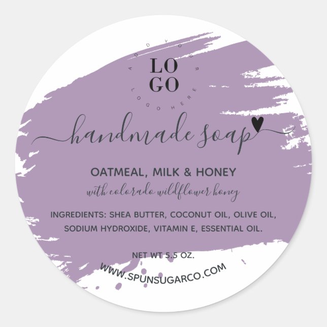 Modern Minimal Handmade Homemade Soap Classic Round Sticker (Front)