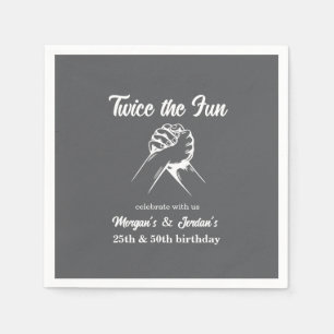 Modern Minimal Hands Grey Joint Birthday Napkin