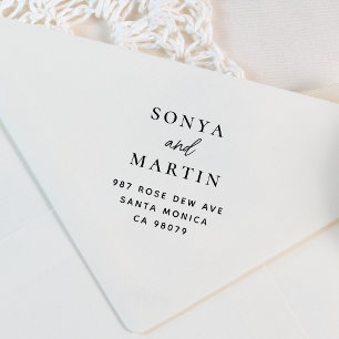 Modern Minimal Handwriting Couples Names Address Self-inking Stamp