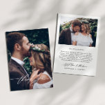 Modern Minimal Handwritten Script 2-Photo Wedding Thank You Card<br><div class="desc">Express your heartfelt gratitude with this modern wedding thank you card, a beautiful way to convey your appreciation to your loved ones. This card features two cherished photos that capture the essence of your special day. The elegant handwritten script paired with a simple font creates a timeless design. Personalise this...</div>