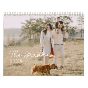 Modern Minimal Handwritten Script Family Photo Calendar