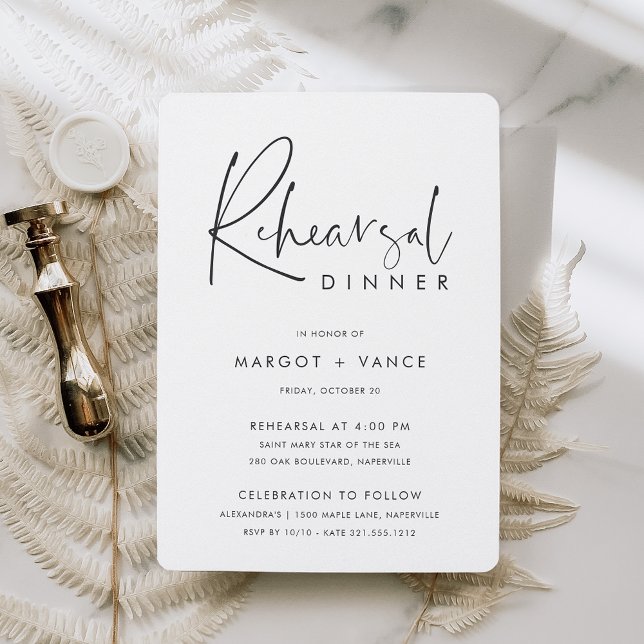 Modern Minimal Handwritten Script Rehearsal Dinner Invitation (Creator Uploaded)