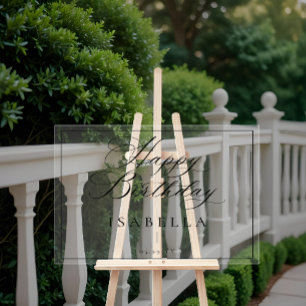 Modern Minimal Happy Birthday Script Typography  Acrylic Sign