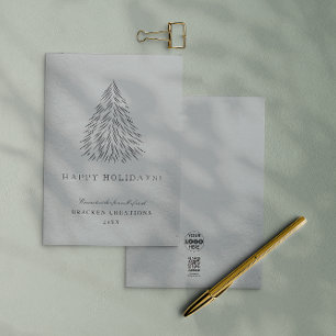 Modern Minimal Happy Holidays Corporate Christmas  Holiday Card