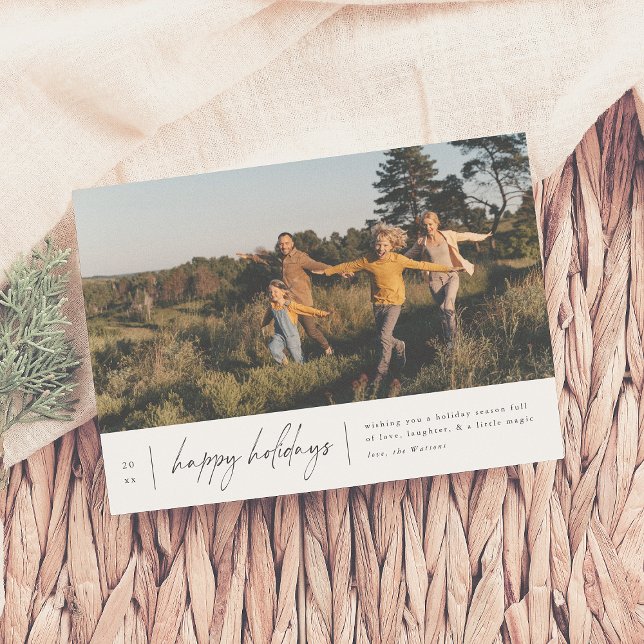 Modern Minimal Happy Holidays Script Christmas Holiday Card (Creator Uploaded)