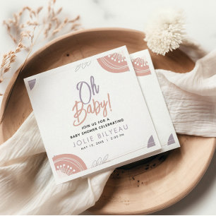 Modern Minimal Heart Boho Baby Shower  Napkin