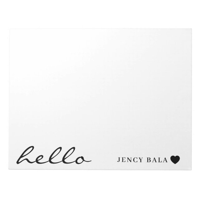 Modern Minimal Heart Clean White Design Notepad (Front)