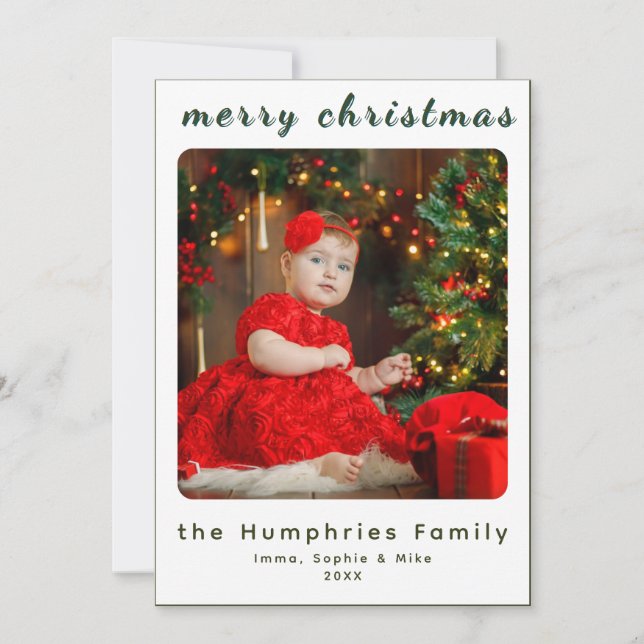 Modern Minimal Holiday Family Photo Card (Front)