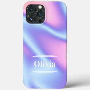 Modern minimal holographic gradient purple pink iPhone 13 pro max case