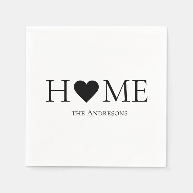 Modern Minimal Home Family Personalised Gift Napkin (Front)