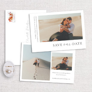 Modern Minimal Horizontal Photo Side Text Save The Date