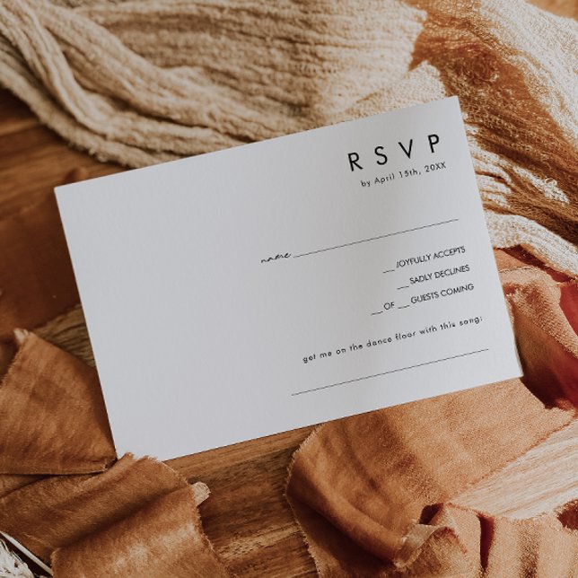 Modern Minimal Horizontal Song Request RSVP Card (Creator Uploaded)