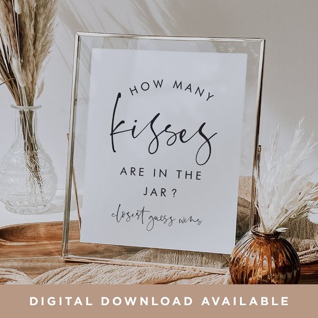 Modern Minimal How Many Kisses Shower Game Sign (Creator Uploaded)