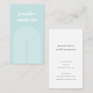 Modern Minimal Ice Blue Name Geometric Arch Business Card