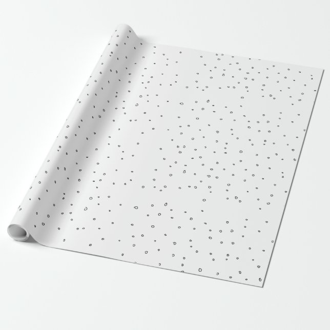 Modern Minimal Imperfect Dots Black and White Wrapping Paper (Unrolled)