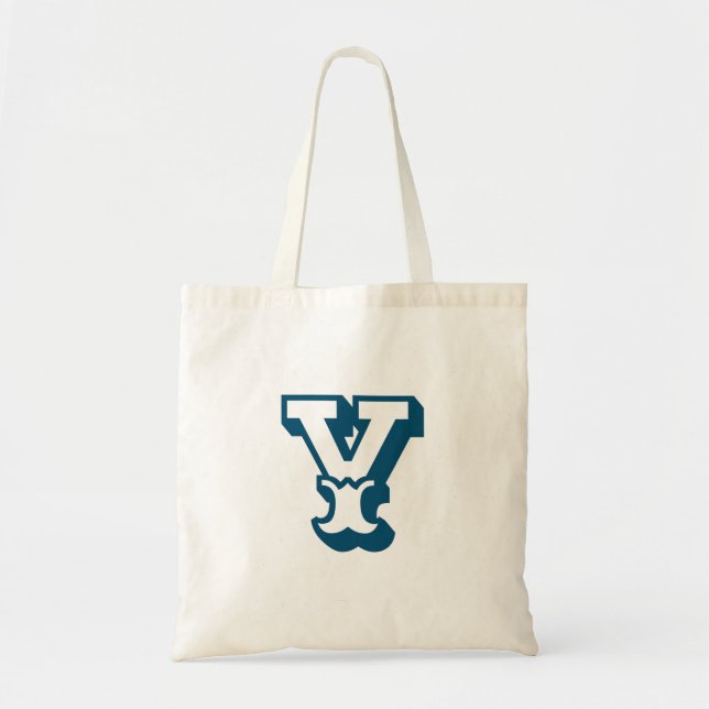 modern minimal initial letter in navy blue gift tote bag (Front)