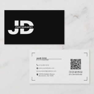 Modern Minimal Initials Camera Photographer  Business Card