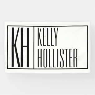 Modern Minimal Initials & Name Logo Banner