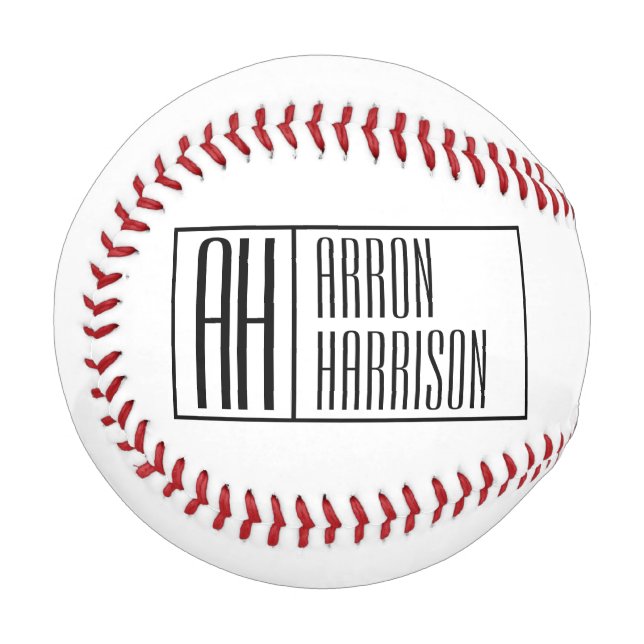 Modern Minimal Initials & Name Logo Baseball (Front Left)