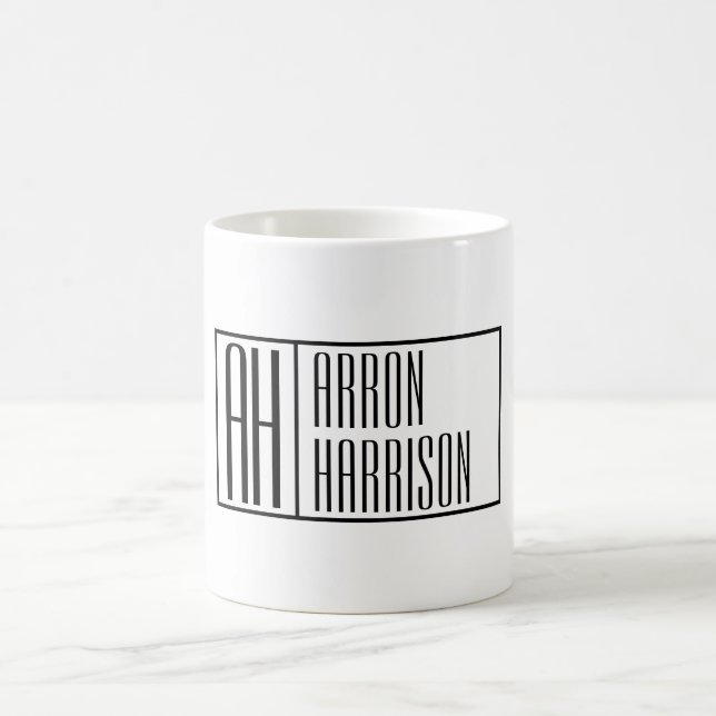 Modern Minimal Initials & Name Logo Coffee Mug (Center)