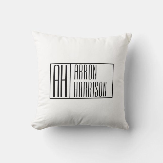 Modern Minimal Initials & Name Logo Cushion (Front)