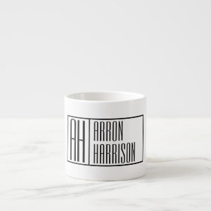 Modern Minimal Initials & Name Logo Espresso Cup