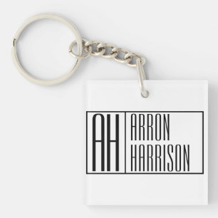 Modern Minimal Initials & Name Logo Key Ring
