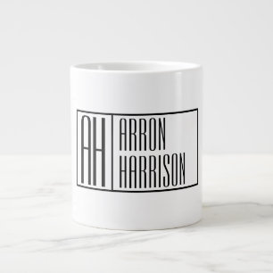 Modern Minimal Initials & Name Logo Large Coffee Mug