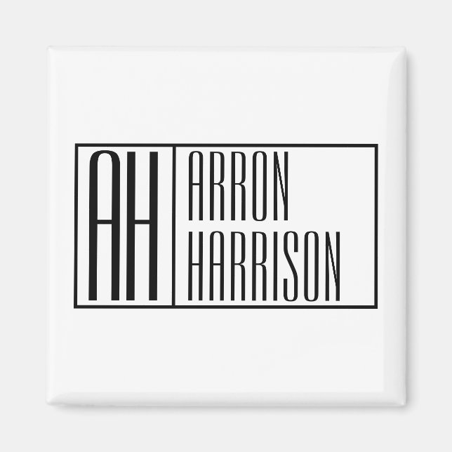 Modern Minimal Initials & Name Logo Magnet (Front)
