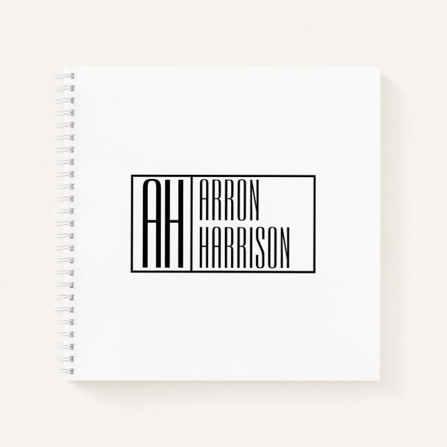Modern Minimal Initials & Name Logo Notebook (Front)