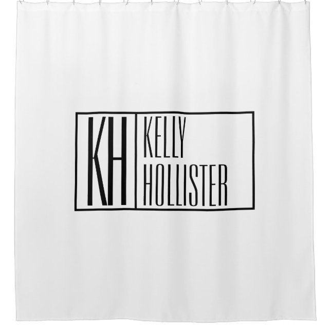 Modern Minimal Initials & Name Logo Shower Curtain (Front)