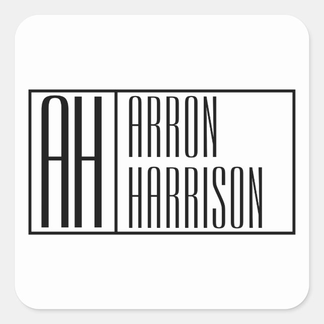 Modern Minimal Initials & Name Logo Square Sticker (Front)