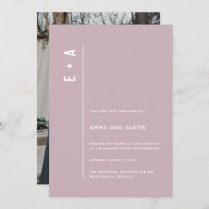 Modern Minimal Initials Pastel Purple Wedding Invitation