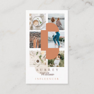 Modern Minimal Instagram Photo Grid Influencer  Business Card