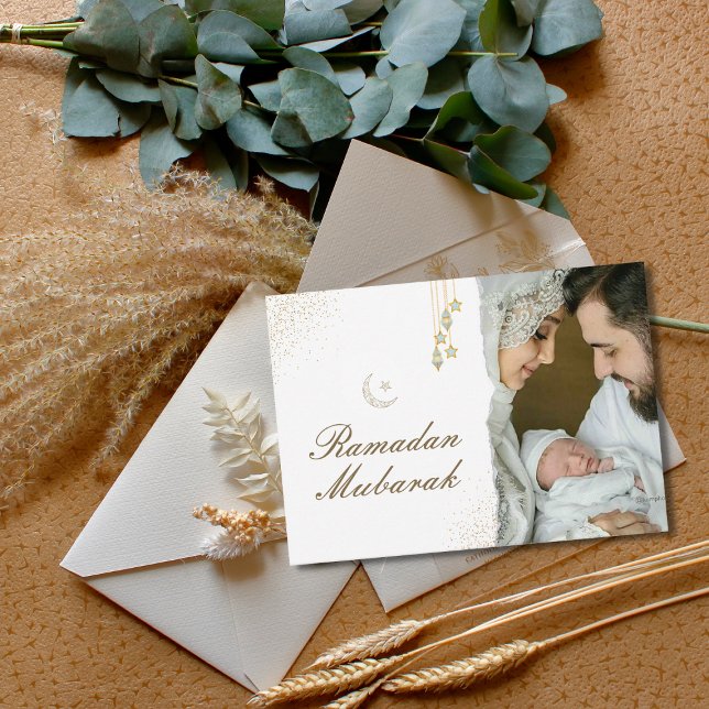 Modern Minimal Islamic Ramadan Mubarak Photo Card (Creator Uploaded)